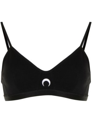 Marine Serre crescent moon-print sports bra - Black