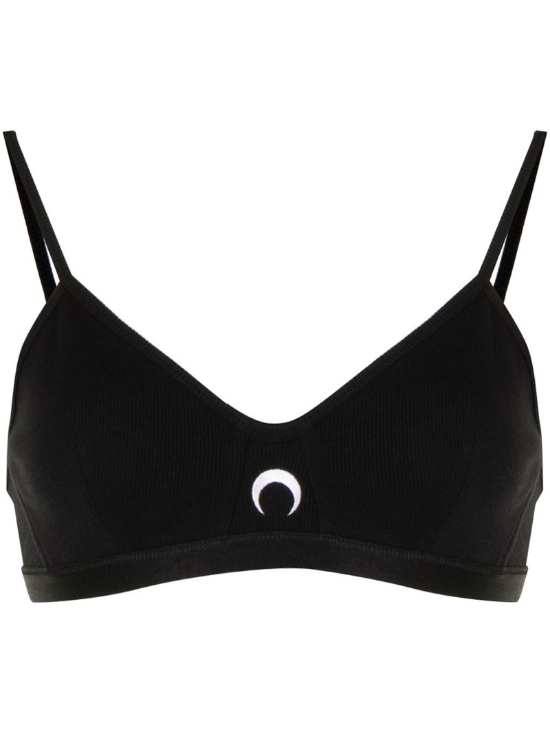 Marine Serre crescent moon-print sports bra - Black