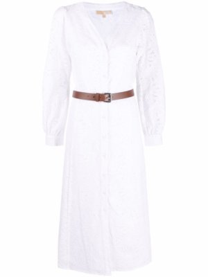 Michael Michael Kors broderie anglaise belted dress - White