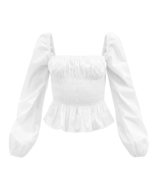 STAUD | Jules square-neck cotton-blend blouse | £200