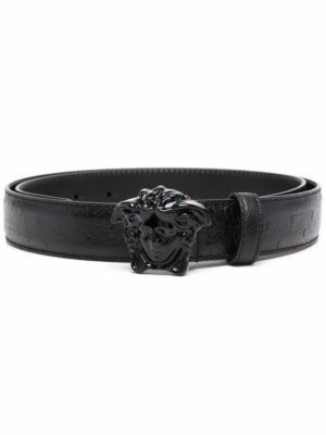 Versace Medusa-head plaque buckle-fastening belt - Black
