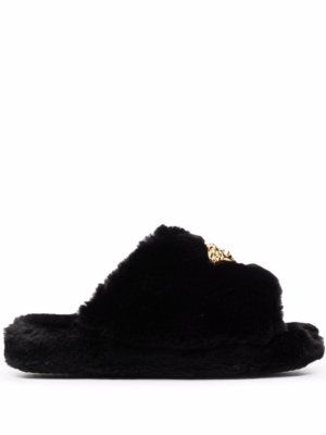Versace Medusa-plaque open-toe slippers - Black