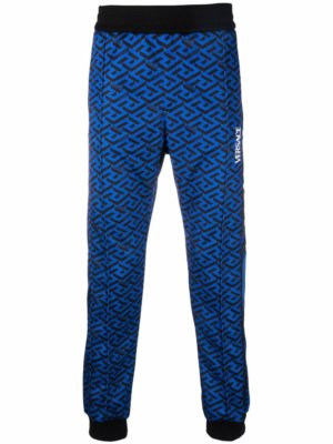 Versace monogram-print track trousers - Blue
