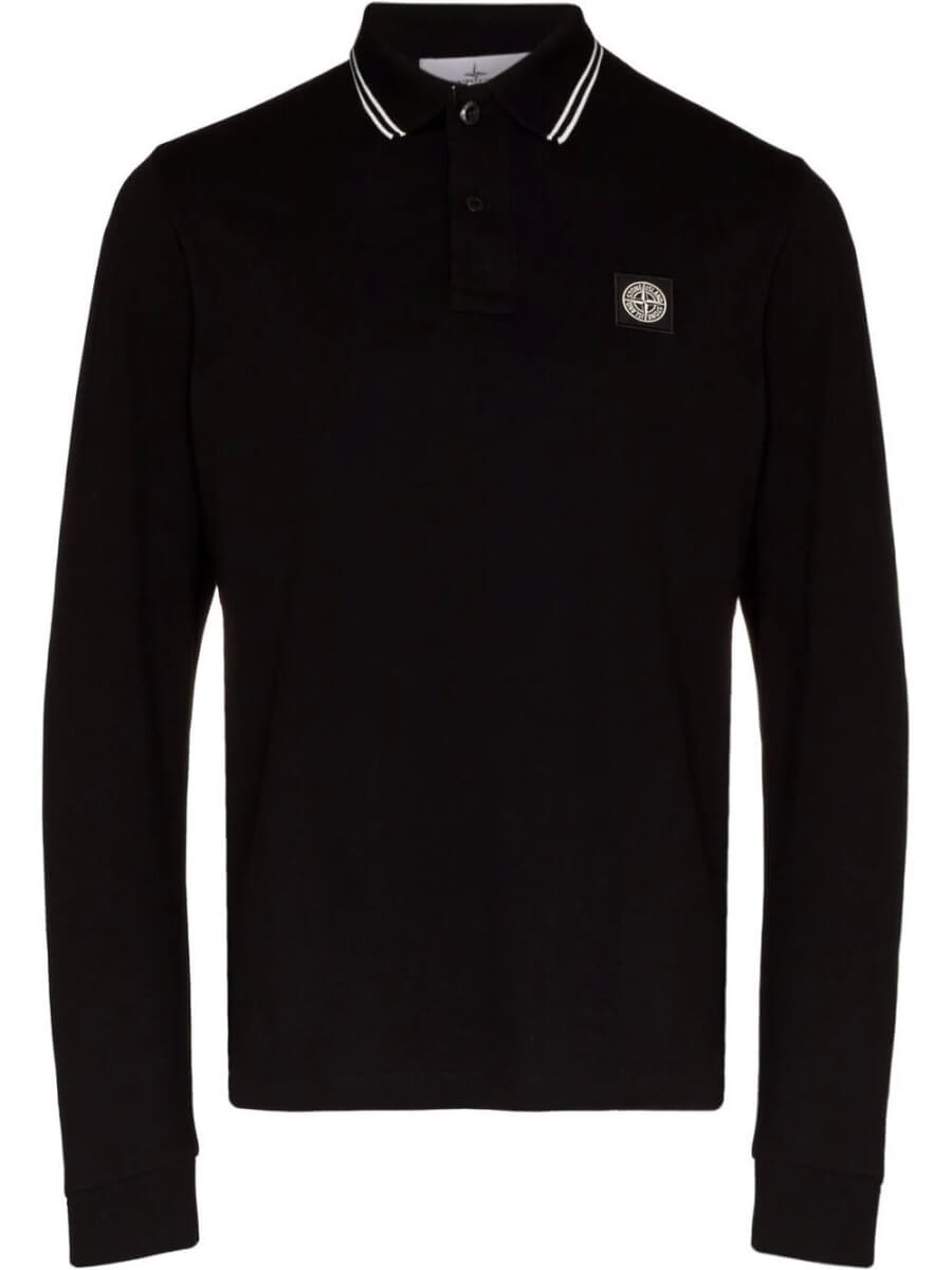 Stone Island Compass patch long-sleeved polo shirt