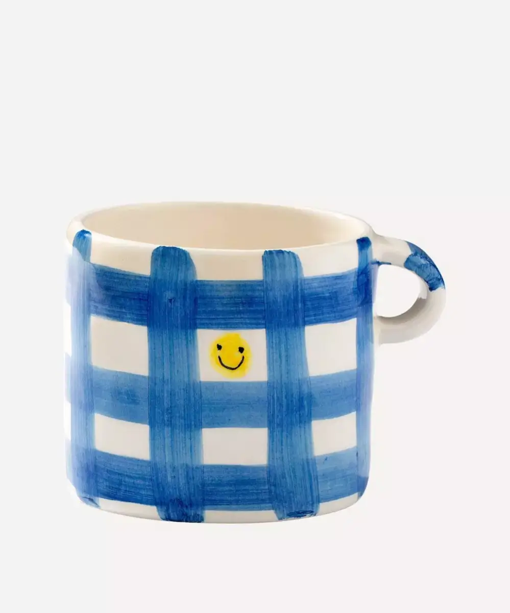 Liberty london ANNA + NINA Blue Check Smiley Ceramic Mug £19.95