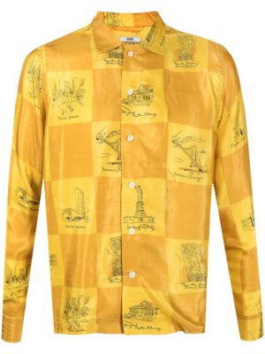 BODE illustration-style print silk shirt - Yellow