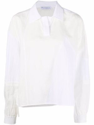 JW Anderson patchwork polo collar blouse - White