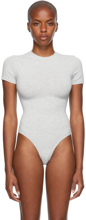 SKIMS Grey Cotton 2.0 Jersey T-Shirt Bodysuit