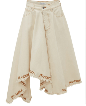 JW Anderson | logo-print asymmetric denim skirt | £535