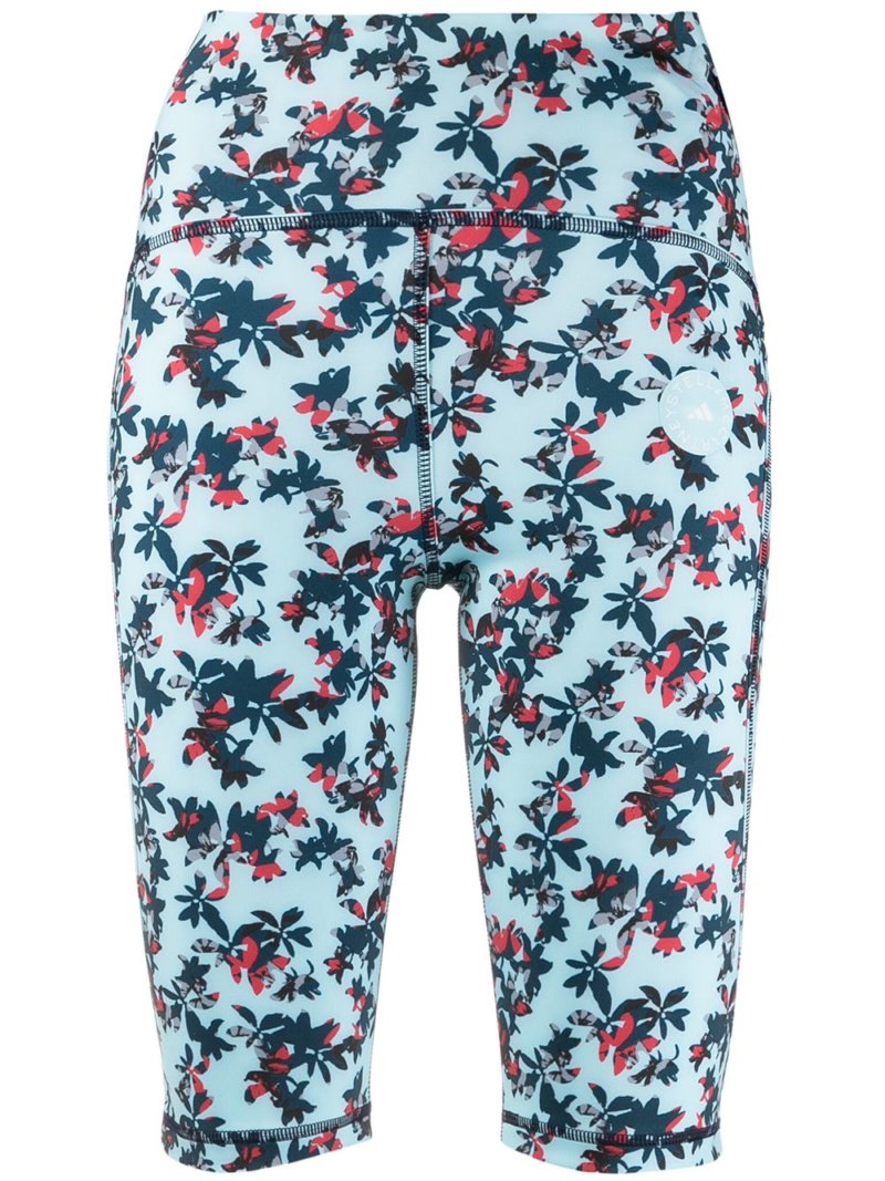 adidas by Stella McCartney TruePurpose floral-print cycling shorts - Blue