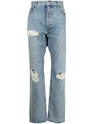 Balenciaga Destroyed Normal straight-leg denim jeans - Blue