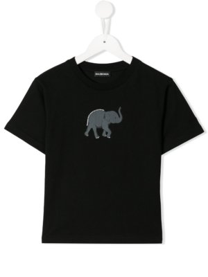 Balenciaga Kids elephant print T-shirt - Black