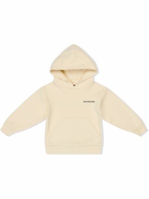 Balenciaga Kids logo-print cotton hoodie - Neutrals