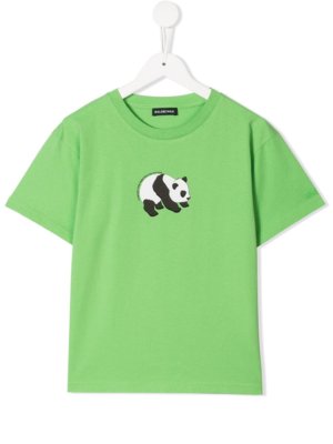 Balenciaga Kids panda print T-shirt - Green
