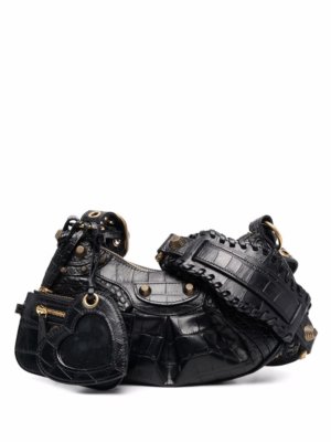 Balenciaga Le Cagole crocodile-embossed shoulder bag - Black