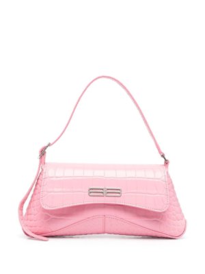 Balenciaga XX Flap crocodile embossed leather shoulder bag - Pink