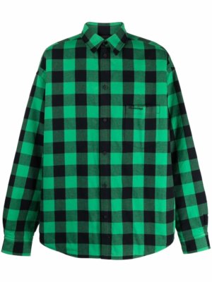 Balenciaga check-print cotton shirt - Green