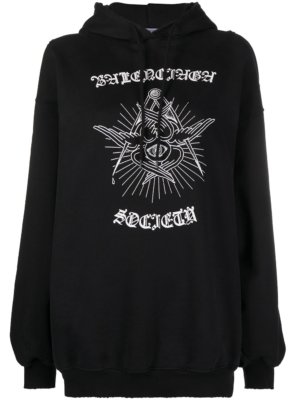 Balenciaga graphic-print drawstring hoodie - Black