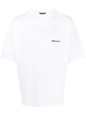 Balenciaga logo-embroidered cotton T-shirt - White