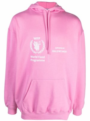 Balenciaga logo-print hoodie - Pink