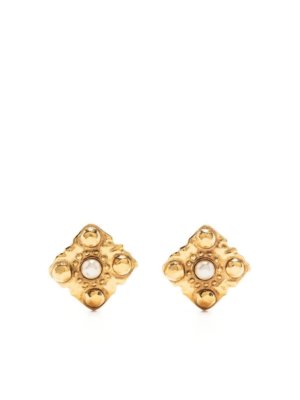 Chanel Pre-Owned 1990s pearl-embellished clip-on earrings - Gold