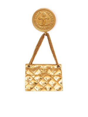 Chanel Pre-Owned 1993 CC bag motif brooch - Gold