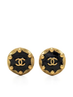 Chanel Pre-Owned 1994 CC button earrings - Black