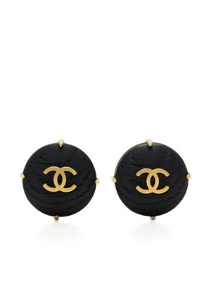 Chanel Pre-Owned 1994 CC oversized earrings - Black