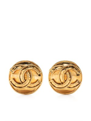 Chanel Pre-Owned 1994 CC round clip-on earrings - Gold