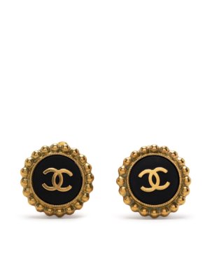 Chanel Pre-Owned 1995 CC round clip-on earrings - Black