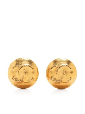Chanel Pre-Owned 1995 CC round clip-on earrings - Gold