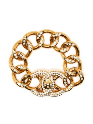 Chanel Pre-Owned 1996 CC Turn-lock rhinestone-embellished bracelet - Gold