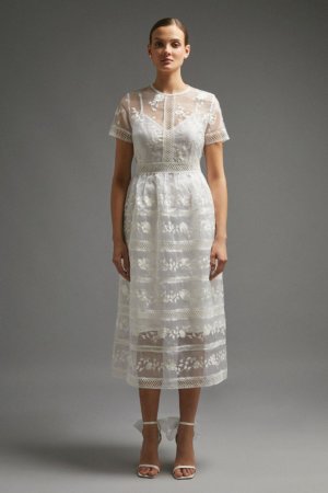 Coast Premium Embroidered Organza Midi Dress -, Ivory