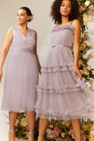 Coast Tiered Ruffle Skirt Midi Dress -, Lilac