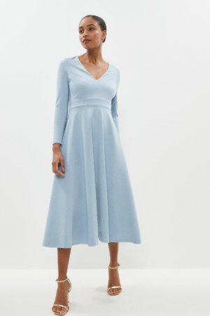 Coast V Neck Full Skirt Midi Dress -, Pale Blue