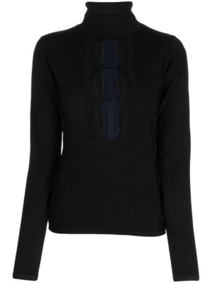Dion Lee cut out-detail high neck top - Black