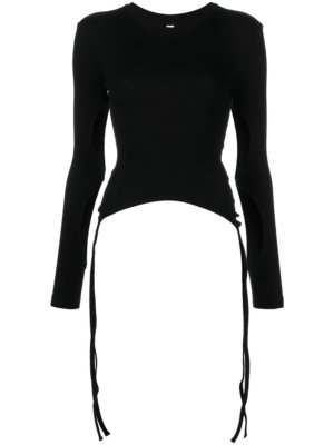 Dion Lee cut-out ribbed top - Black