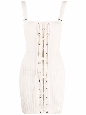 Dion Lee lace-up knitted mini dress - Neutrals