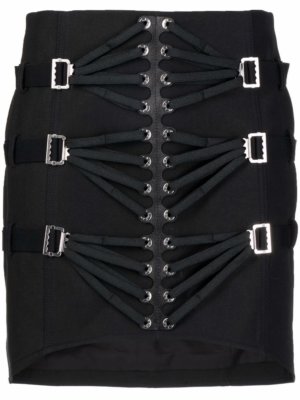 Dion Lee laced slider-detail fitted skirt - Black