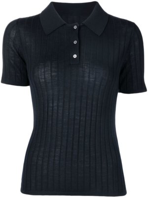 Dion Lee merino-wool ribbed polo top - Blue