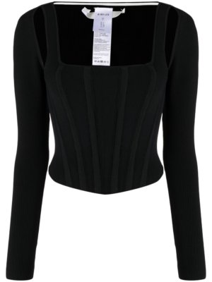 Dion Lee pointelle long-sleeve corset top - Black