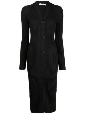 Dion Lee ribbed-knit button-up dress - Black