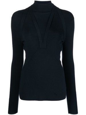 Dion Lee ribbed-knit merino-blend top - Blue