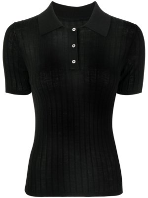 Dion Lee ribbed polo top - Black