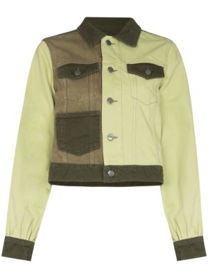 GANNI colour block denim jacket - Green