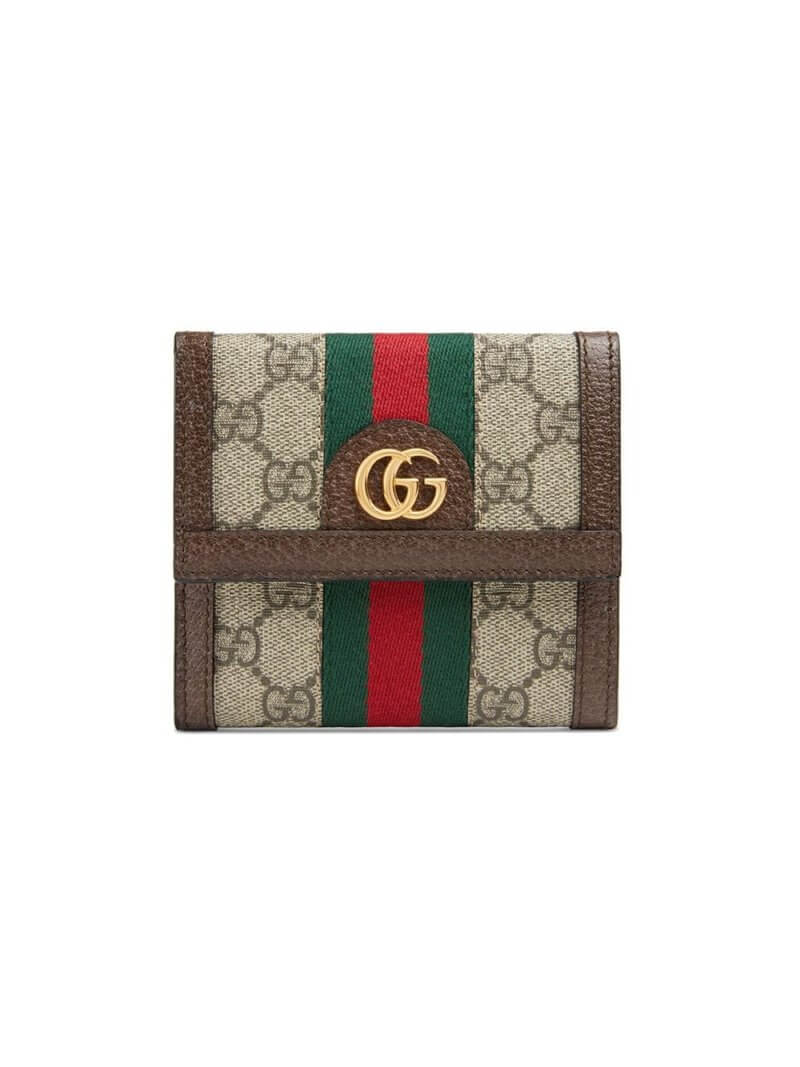Gucci Ophidia GG french flap wallet - Brown