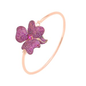 LATELITA - Flower Large Statement Cuff Bracelet Rosegold Ruby