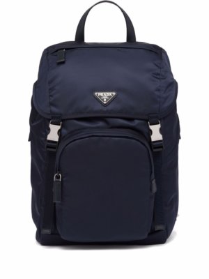 Prada Re-Nylon triangle logo backpack - Blue