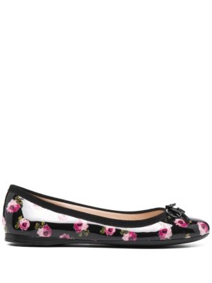 Prada floral-print ballerina shoes - Black