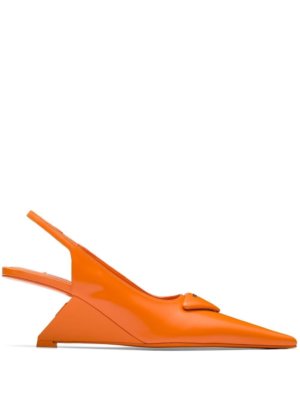 Prada slingback 70mm block heel pumps - Orange